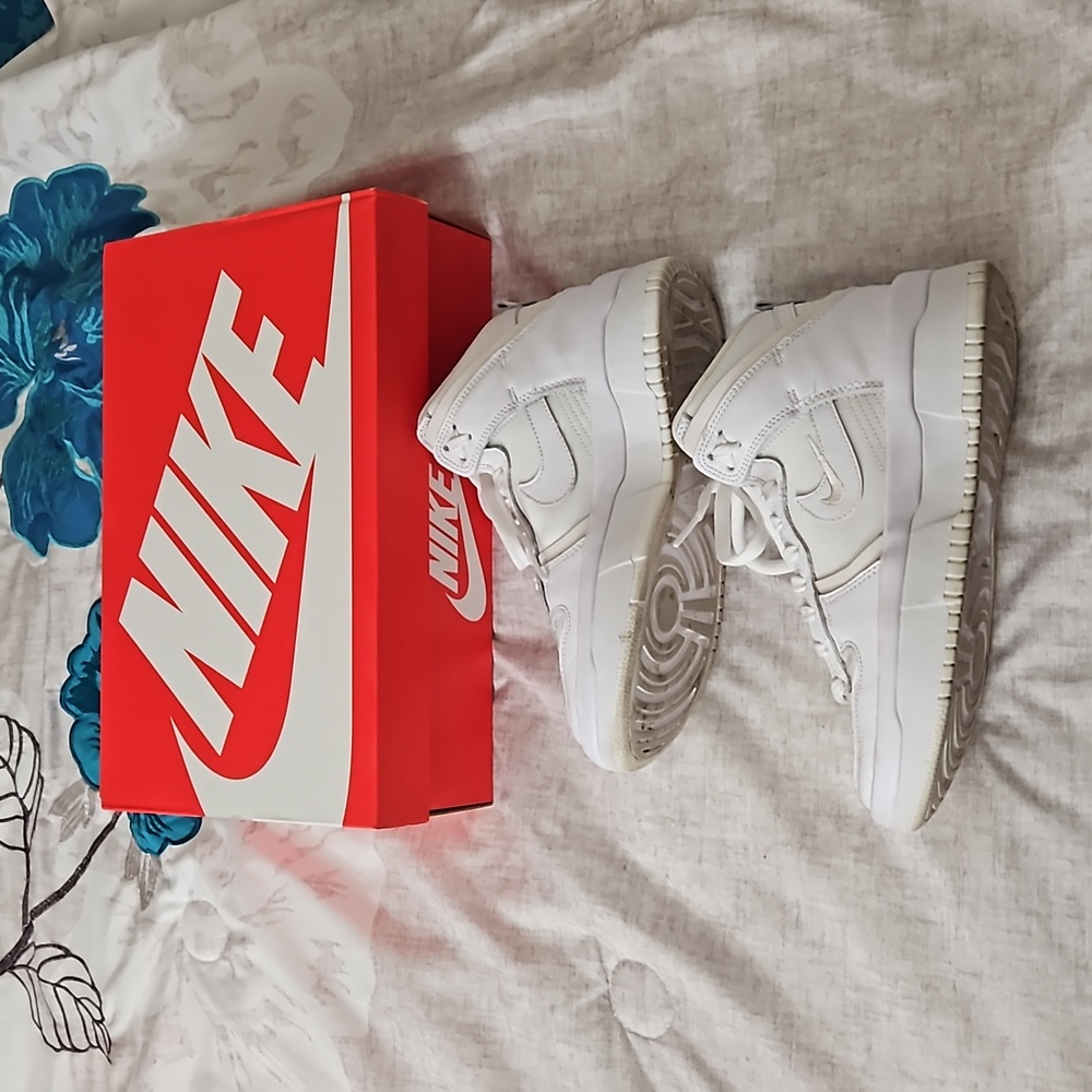 Women's Nike Dunk high up in Summit White